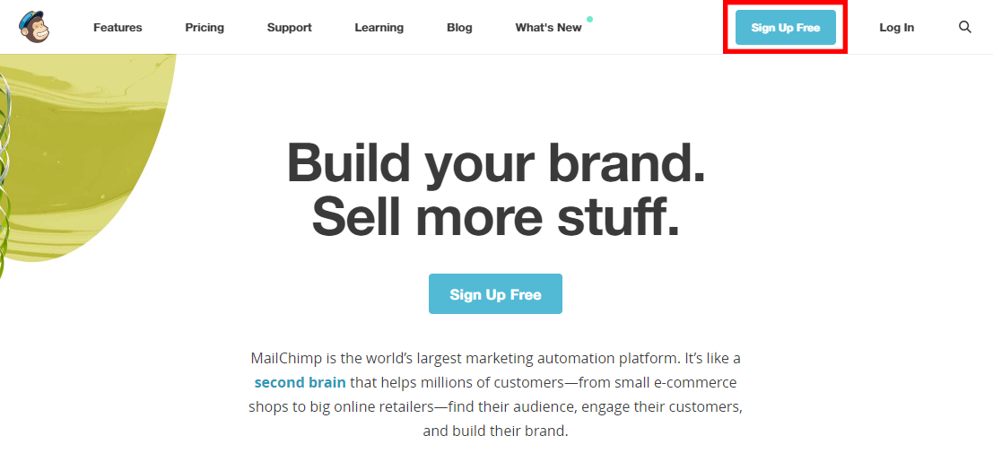Sign up with Mailchimp for free