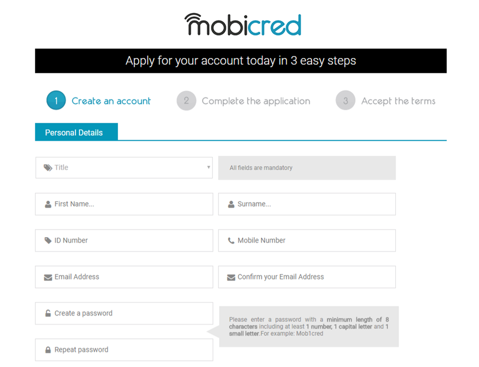 mobicred application process - screenshot 2