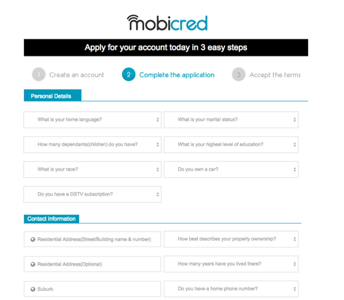 mobicred application process - screenshot 4
