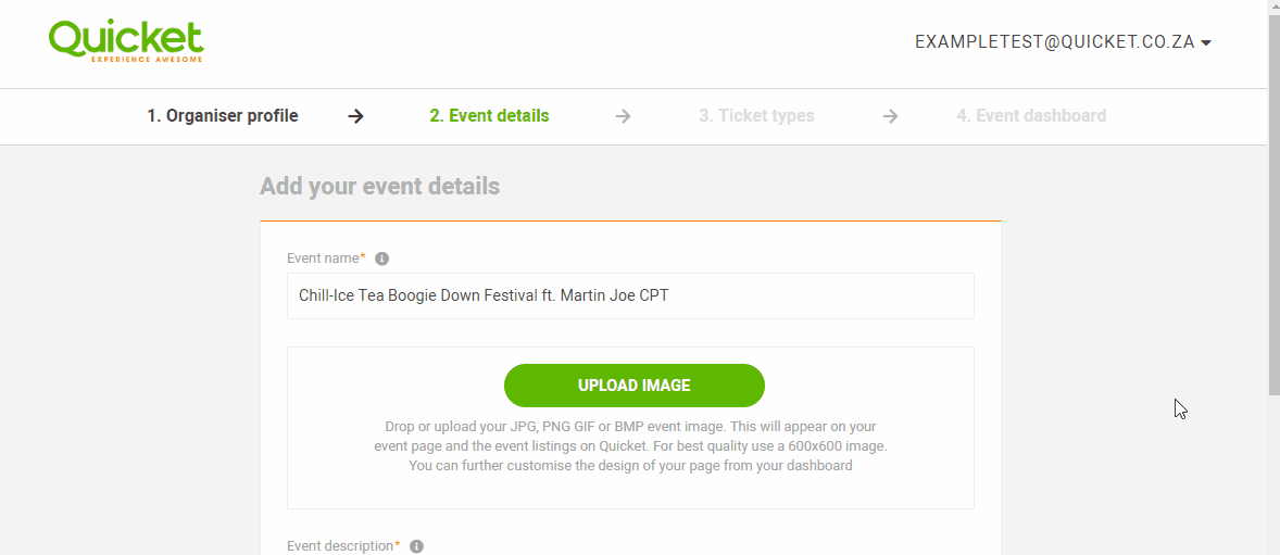 Event Details: Step 2 Add your event's profile image